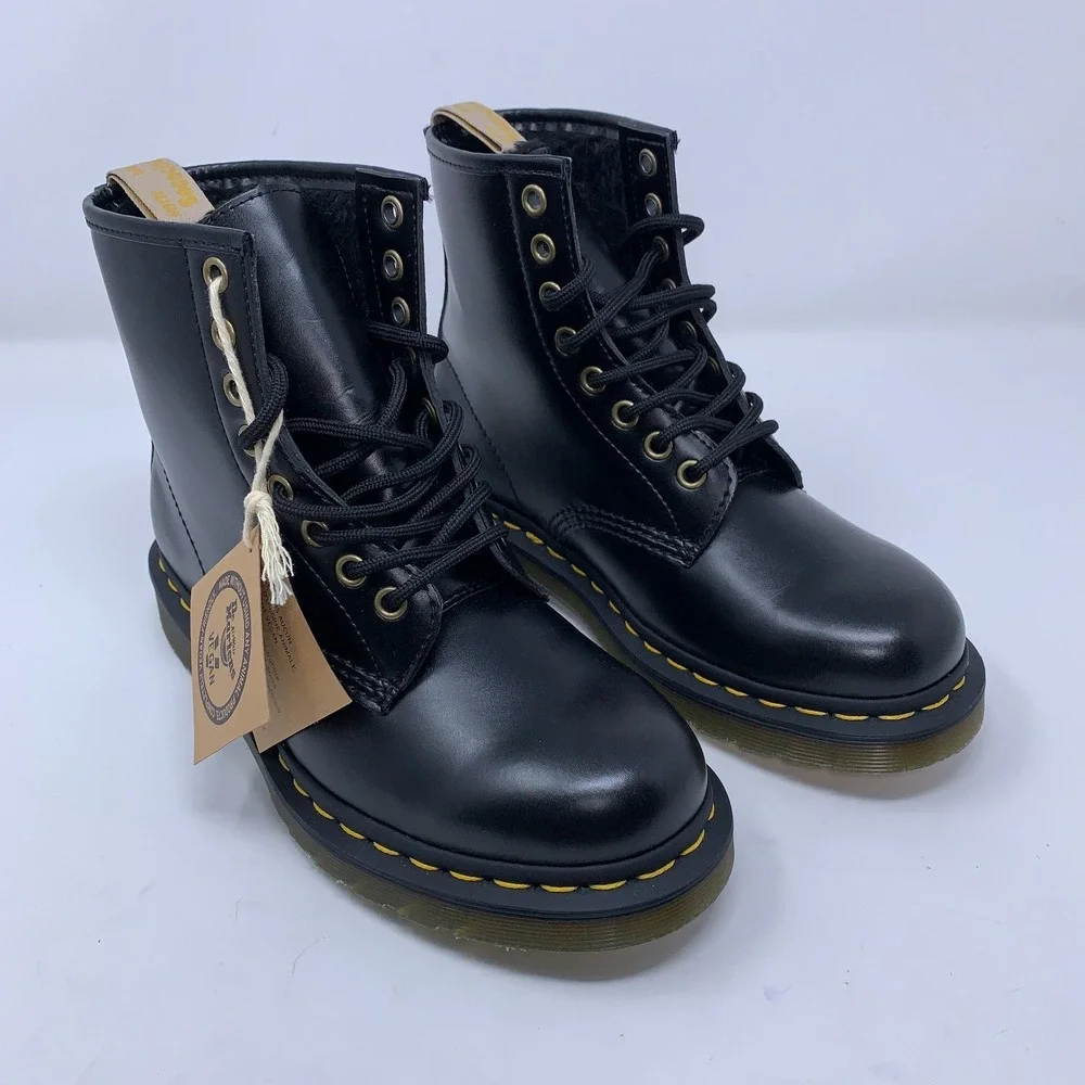 Dr Martens Mens Shoe Size 5 Medium Black Vegan 1460 Air Cushion Sole Boots NWOB